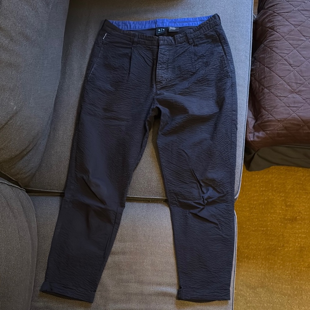 Armani Exchange Blue Textured Trousers